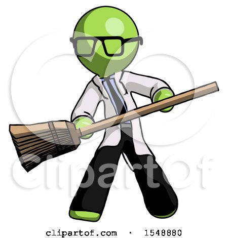 Green Doctor Scientist Man Broom Fighter Defense Pose by Leo Blanchette