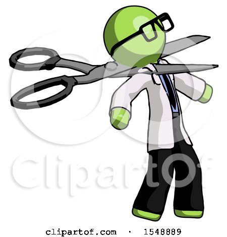 Green Doctor Scientist Man Scissor Beheading Office Worker Execution by Leo Blanchette