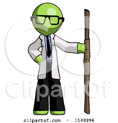 Green Doctor Scientist Man Holding Staff or Bo Staff by Leo Blanchette