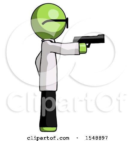 Green Doctor Scientist Man Firing a Handgun by Leo Blanchette