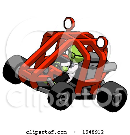 Green Doctor Scientist Man Riding Sports Buggy Side Top Angle View by Leo Blanchette