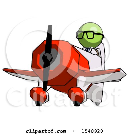 Green Doctor Scientist Man Flying in Geebee Stunt Plane Viewed from Below by Leo Blanchette