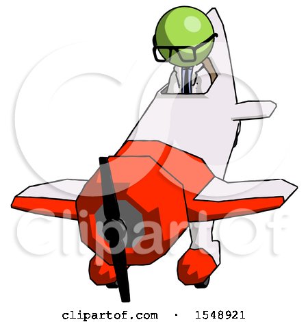 Green Doctor Scientist Man in Geebee Stunt Plane Descending Front Angle View by Leo Blanchette