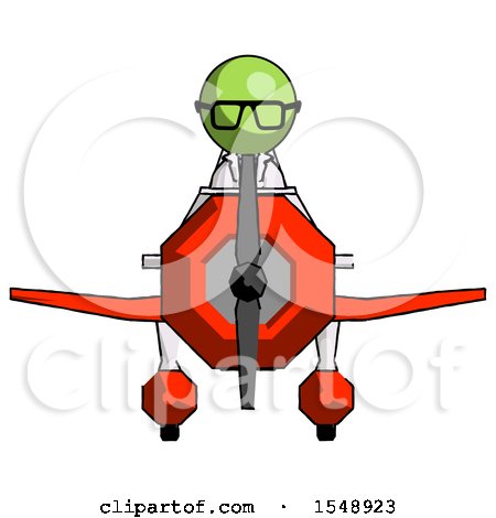 Green Doctor Scientist Man in Geebee Stunt Plane Front View by Leo Blanchette