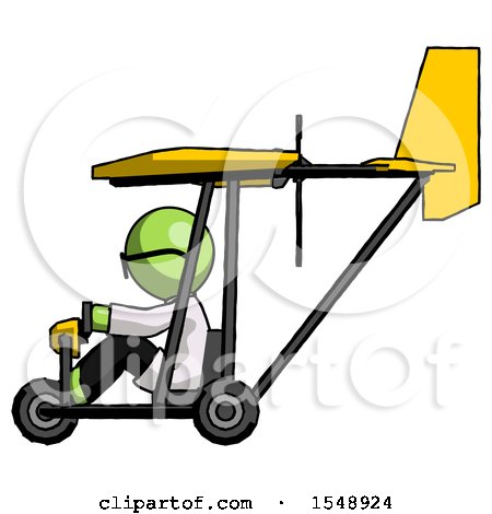 Green Doctor Scientist Man in Ultralight Aircraft Side View by Leo Blanchette