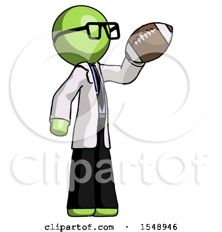 Green Doctor Scientist Man Holding Football up by Leo Blanchette