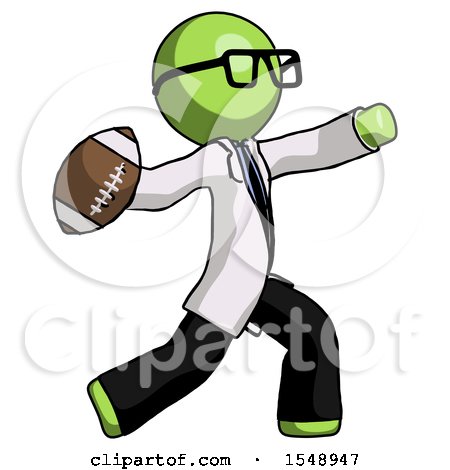 Green Doctor Scientist Man Throwing Football by Leo Blanchette
