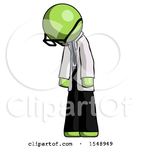 Green Doctor Scientist Man Depressed with Head down Turned Left by Leo Blanchette