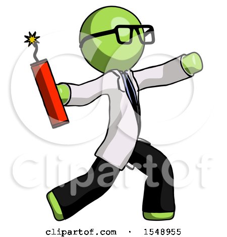 Green Doctor Scientist Man Throwing Dynamite by Leo Blanchette