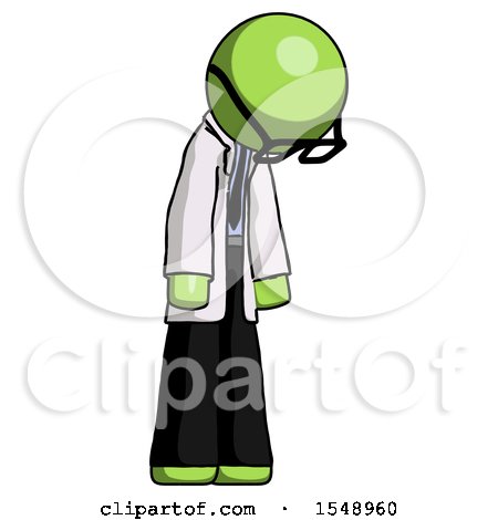 Green Doctor Scientist Man Depressed with Head down Turned Right by Leo Blanchette