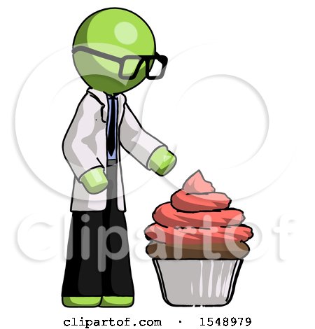 Green Doctor Scientist Man with Giant Cupcake Dessert by Leo Blanchette