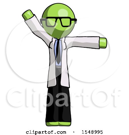 Green Doctor Scientist Man Directing Traffic Right by Leo Blanchette