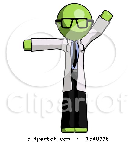 Green Doctor Scientist Man Directing Traffic Left by Leo Blanchette