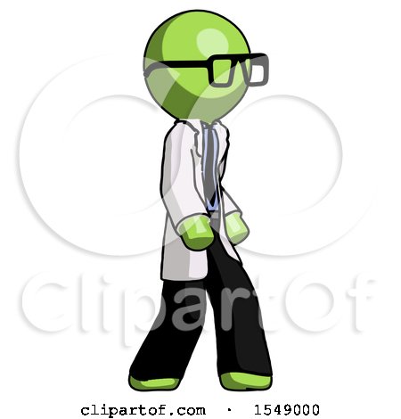 Green Doctor Scientist Man Walking Turned Right Front View by Leo Blanchette