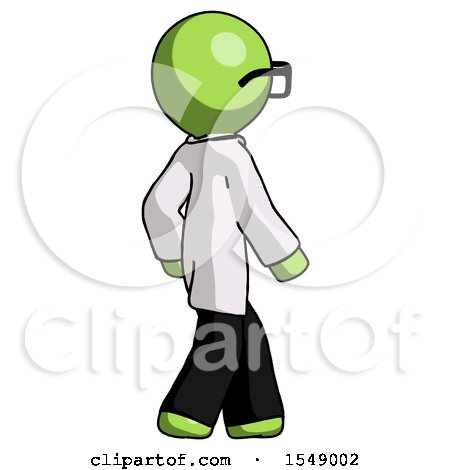 Green Doctor Scientist Man Walking Away Direction Right View by Leo Blanchette