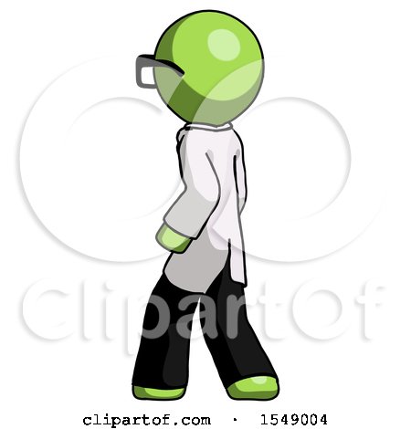Green Doctor Scientist Man Walking Away Direction Left View by Leo Blanchette