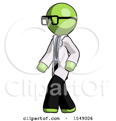 Green Doctor Scientist Man Man Walking Turned Left Front View by Leo Blanchette