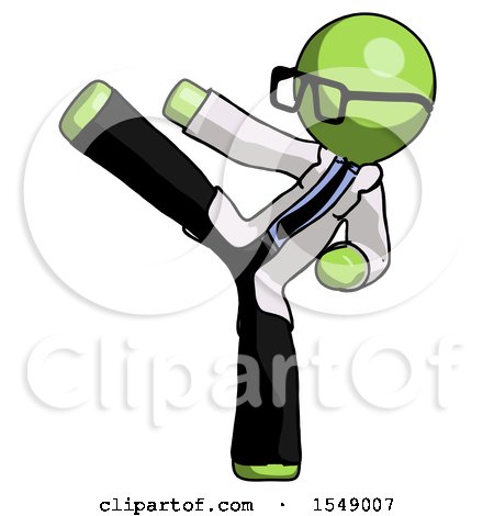 Green Doctor Scientist Man Ninja Kick Left by Leo Blanchette