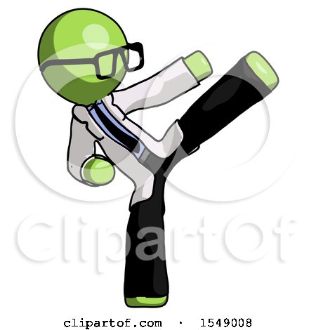 Green Doctor Scientist Man Ninja Kick Right by Leo Blanchette