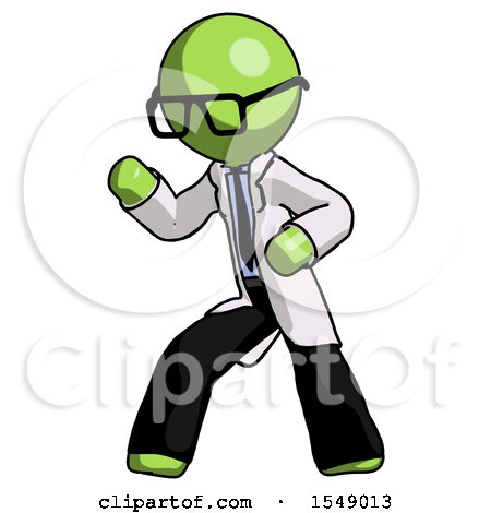 Green Doctor Scientist Man Martial Arts Defense Pose Left by Leo Blanchette