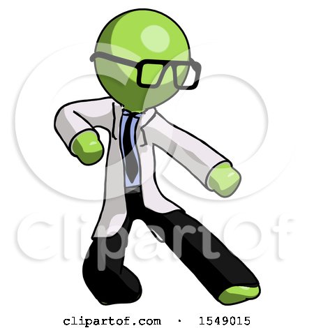 Green Doctor Scientist Man Karate Defense Pose Right by Leo Blanchette