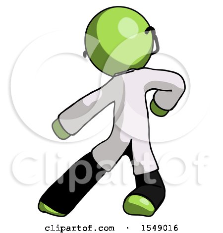 Green Doctor Scientist Man Karate Defense Pose Left by Leo Blanchette