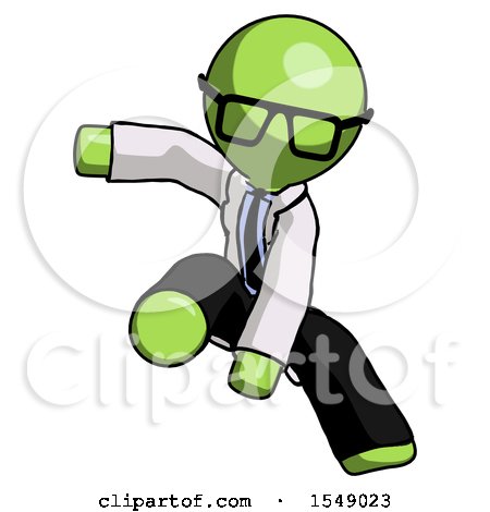 Green Doctor Scientist Man Action Hero Jump Pose by Leo Blanchette