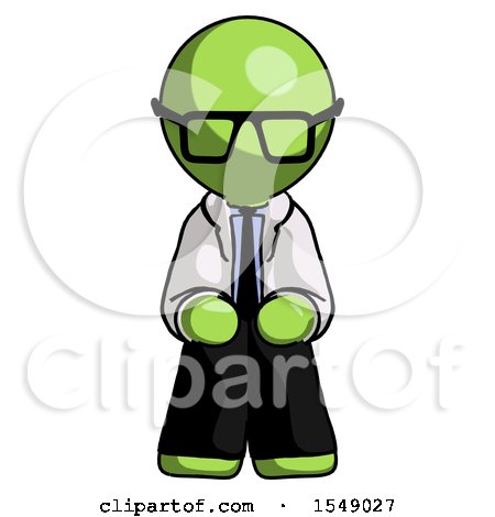Green Doctor Scientist Man Squatting Facing Front by Leo Blanchette