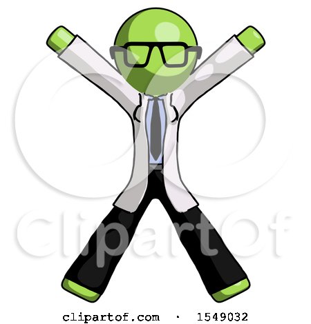 Green Doctor Scientist Man Jumping or Flailing by Leo Blanchette