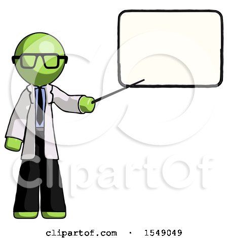 Green Doctor Scientist Man Giving Presentation in Front of Dry-erase Board by Leo Blanchette