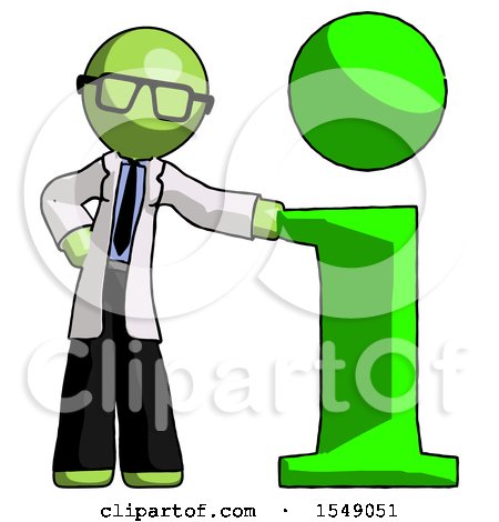 Green Doctor Scientist Man with Info Symbol Leaning up Against It by Leo Blanchette