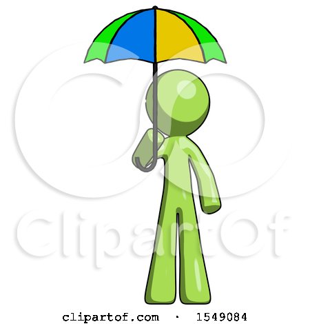 Green Design Mascot Man Holding Umbrella Rainbow Colored by Leo Blanchette