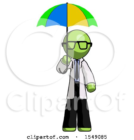 Green Doctor Scientist Man Holding Umbrella Rainbow Colored by Leo Blanchette