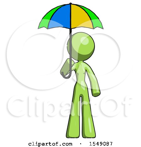 Green Design Mascot Woman Holding Umbrella Rainbow Colored by Leo Blanchette
