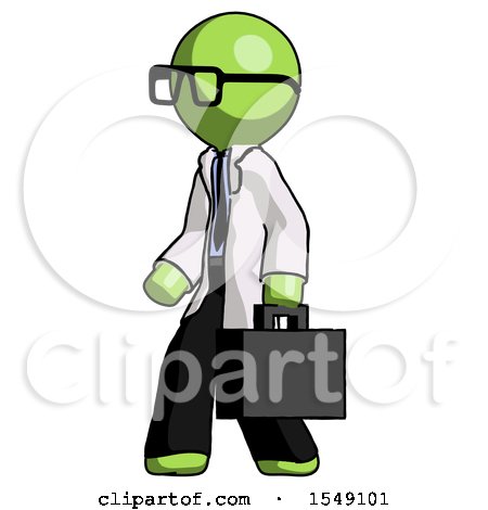 Green Doctor Scientist Man Walking with Briefcase to the Left by Leo Blanchette