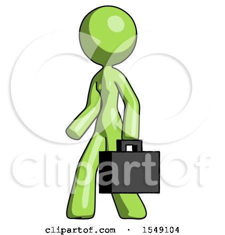 Green Design Mascot Woman Man Walking with Briefcase to the Left by Leo Blanchette