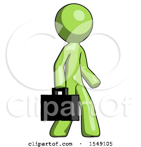 Green Design Mascot Man Walking with Briefcase to the Right by Leo Blanchette