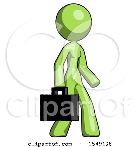 Green Design Mascot Woman Walking with Briefcase to the Right by Leo Blanchette