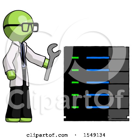 Green Doctor Scientist Man Server Administrator Doing Repairs by Leo Blanchette