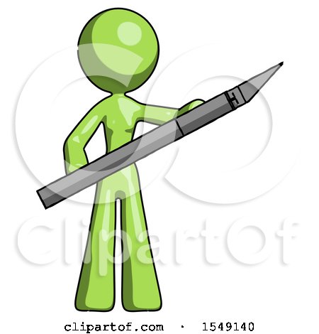 Green Design Mascot Woman Holding Large Scalpel by Leo Blanchette