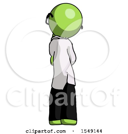 Green Doctor Scientist Man Thinking, Wondering, or Pondering Rear View by Leo Blanchette