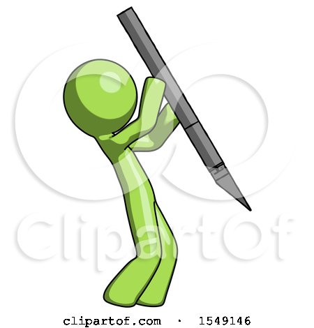 Green Design Mascot Man Stabbing or Cutting with Scalpel by Leo Blanchette