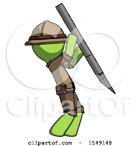 Green Explorer Ranger Man Stabbing or Cutting with Scalpel by Leo Blanchette