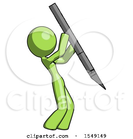 Green Design Mascot Woman Stabbing or Cutting with Scalpel by Leo Blanchette