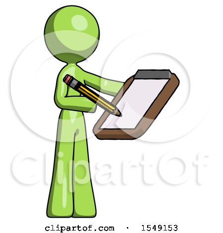 Green Design Mascot Woman Using Clipboard and Pencil by Leo Blanchette