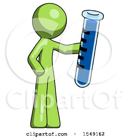 Green Design Mascot Man Holding Large Test Tube by Leo Blanchette