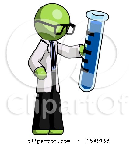 Green Doctor Scientist Man Holding Large Test Tube by Leo Blanchette