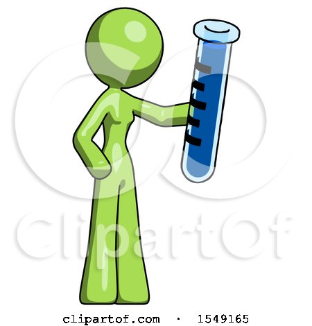 Green Design Mascot Woman Holding Large Test Tube by Leo Blanchette