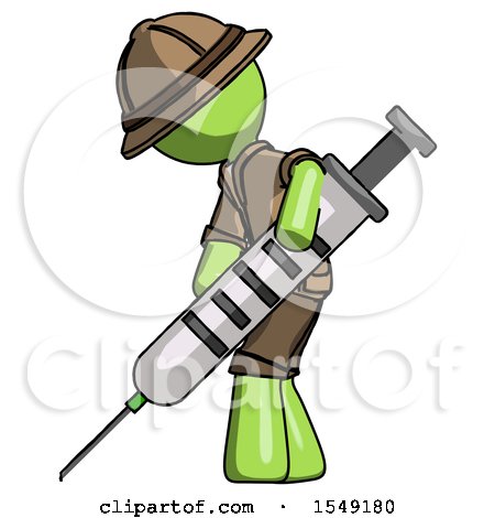 Green Explorer Ranger Man Using Syringe Giving Injection by Leo Blanchette