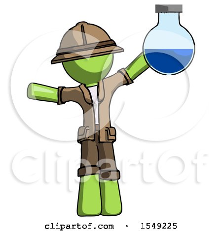 Green Explorer Ranger Man Holding Large Round Flask or Beaker by Leo Blanchette